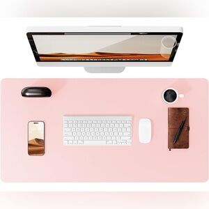 Pink Leather Desk Protector